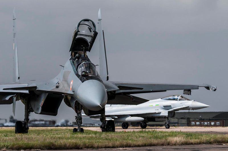 Illustration for article titled Photos: India's Su-30MKI Flankers Sparred With Royal Air Force Typhoons